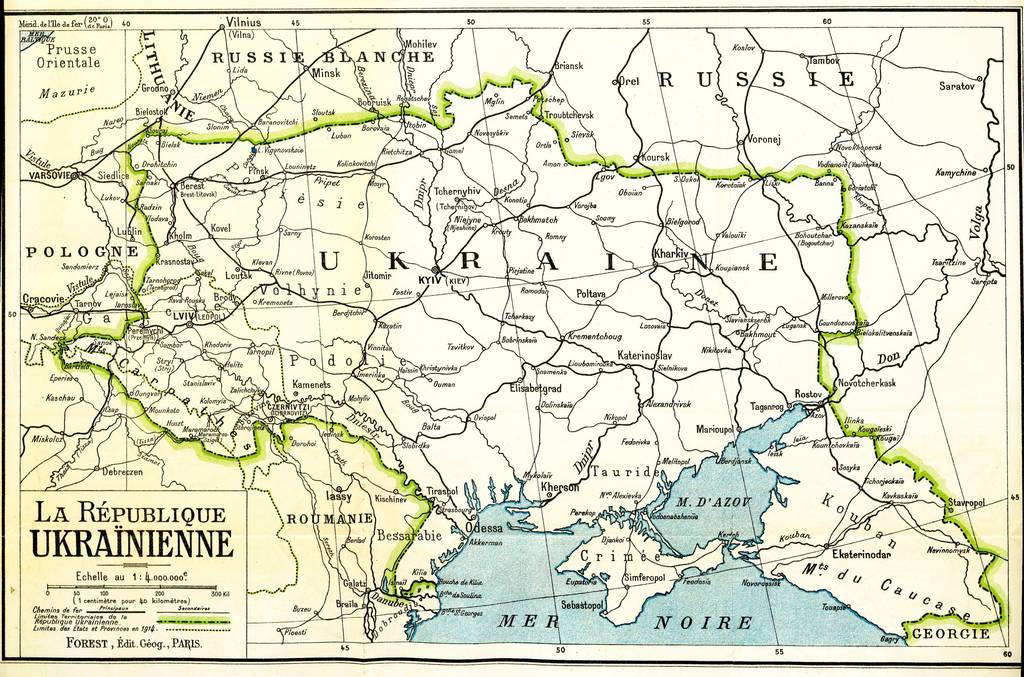 Grenzziehung der Ukrainischen Republik, wie sie von der ukrainischen Delegation auf der Pariser Friedenskonferenz 1919 präsentiert wurde