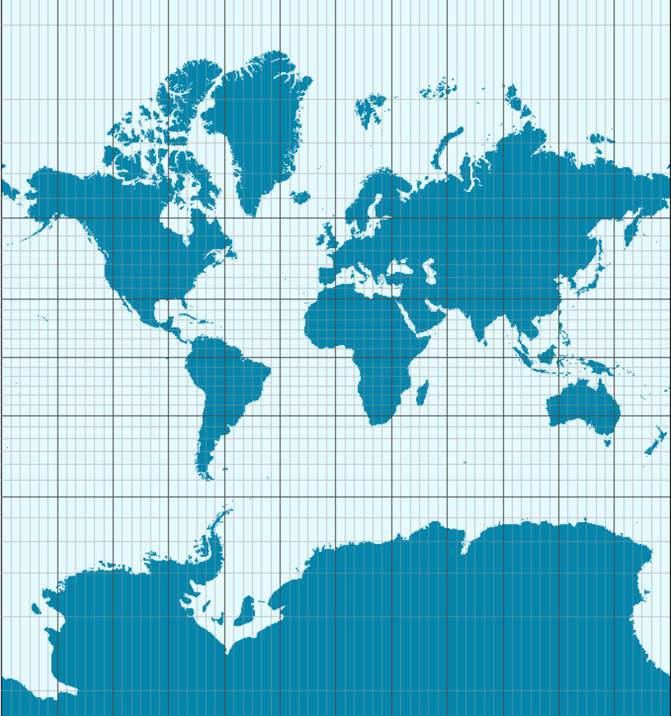 Klassische Mercator-Projektion in normaler Lage